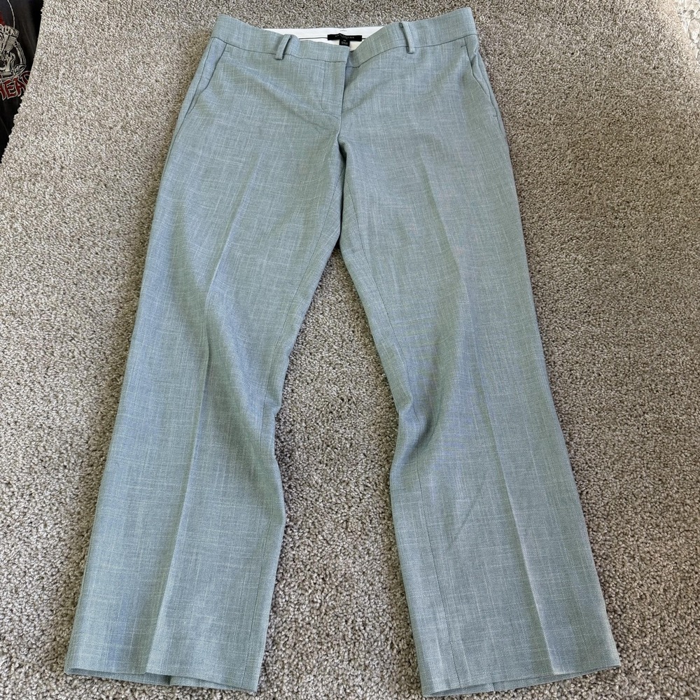 Ann Taylor Dress Pants Womens 10P Gray Twill Straight Leg Stretch Workwear